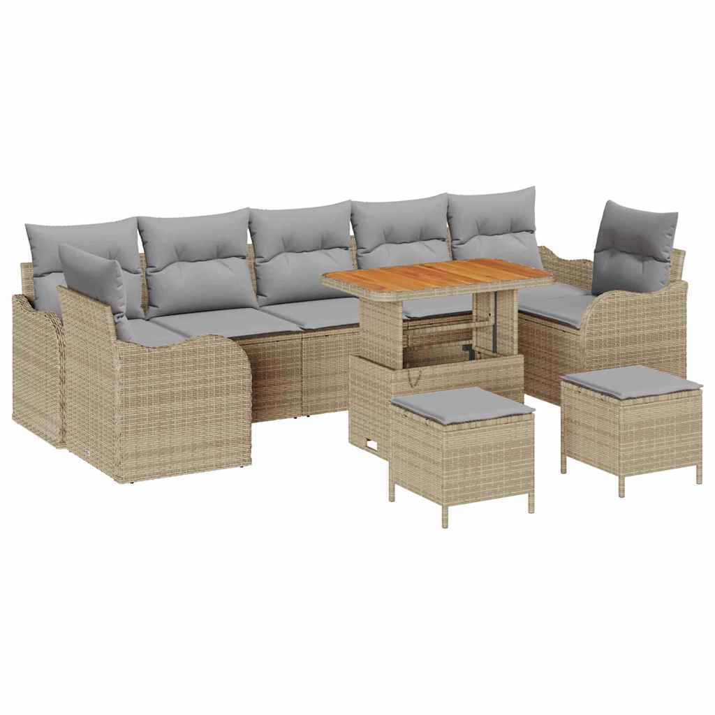 Modulaire Loungeset Tuin – Tuinmeubel – Loungeset Buiten – Tuinbank – Terrasmeubilair – Weerbestendig Materiaal – Verstelbare Poten – Beige-Lichtgrijs
