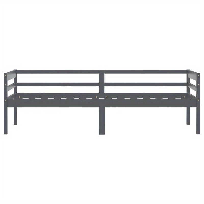 Modern Minimalist Bed Frame - Solid Pine Hardwood Construction, Easy Assembly, Tool-Free Setup, Sturdy Legs - Space-Saving Single Bed for Small Rooms, Apartments, Guest Bedrooms - Grigio Scuro (Dark Gray) Contemporary Furnitu