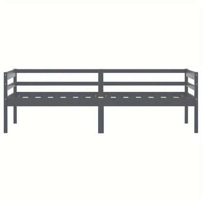 Modern Minimalist Bed Frame - Solid Pine Hardwood Construction, Easy Assembly, Tool-Free Setup, Sturdy Legs - Space-Saving Single Bed for Small Rooms, Apartments, Guest Bedrooms - Grigio Scuro (Dark Gray) Contemporary Furnitu