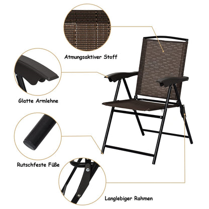 Vouwstoelen Set – Tuinstoelen – Terrasstoelen – Campingstoelen – Klapstoelen – Verstelbare Rugleuning – Weerbestendig Tot 135kg Capaciteit