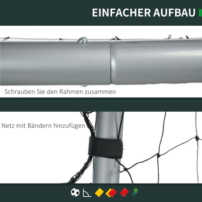 Voetbaldoel – Voetbalgoal – Doelnet – Tuindoel – Trainingsdoel – Weerbestendig – Duurzaam Metalen Frame – 300 x 200 x 120 cm – Eenvoudige Montage – Grijs