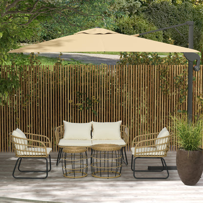 Tuinset – Loungeset – Buitenmeubelset – Garden Set – Beige – 5-delig Met 2 Fauteuils En 2 Bijzettafels – Comfortabele Kussens Met Polyester Hoezen – Weerbestendig Met Metalen Frame