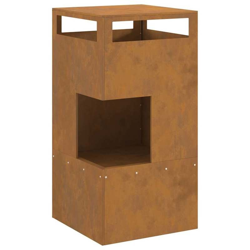 Buitenhaard – Tuinhaard – Vuurschaal – Terrashaard – Vuurkorf – Handgemaakt Design – Duurzaam Staal – Bruin – 50x50x100 cm