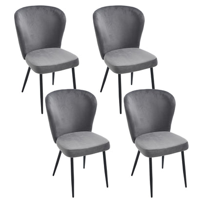 4 Dining Chairs Set, Modern Kitchen Chairs with Velvet Fabric and Metal Legs, Suitable for Dining Room, Kitchen, Living Room, Bedroom, Classic Style, Armless Design, Solid Back, No Electricity Needed, Easy to Clean, Dining Ro