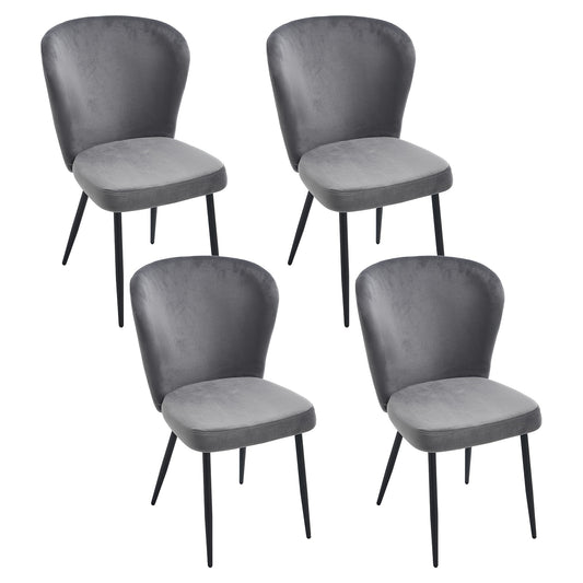 4 Dining Chairs Set, Modern Kitchen Chairs with Velvet Fabric and Metal Legs, Suitable for Dining Room, Kitchen, Living Room, Bedroom, Classic Style, Armless Design, Solid Back, No Electricity Needed, Easy to Clean, Dining Ro