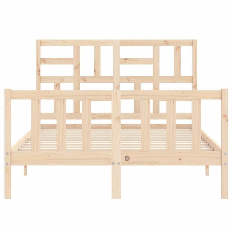 Full/Double Bed Frame with Headboard - Heavy-Duty Solid Pine Wood Construction, Easy Assembly, Modern Platform Bed Frame for Bedroom - Sturdy Furniture for Couples & Families, Contemporary Style, Natural Finish