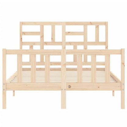 Full/Double Bed Frame with Headboard - Heavy-Duty Solid Pine Wood Construction, Easy Assembly, Modern Platform Bed Frame for Bedroom - Sturdy Furniture for Couples & Families, Contemporary Style, Natural Finish