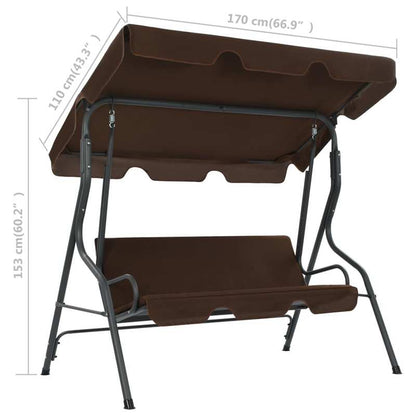 Swing Chair Coffee Brown 170x110x153 cm | Large Dimensions 170x110x153 cm · Sturdy Construction · Adjustable Seat Back · Modern Lounge Element for Gardens/Terraces