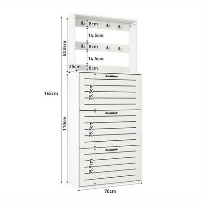 Schoenenkast – Schoenenrek – Schoenenopberger – Schoenencupboard – Schoenengehangen – Smal Model – 3 Deuren Met Haken – Geschikt Voor 15 Paar Schoenen – Duurzaam En Ruim