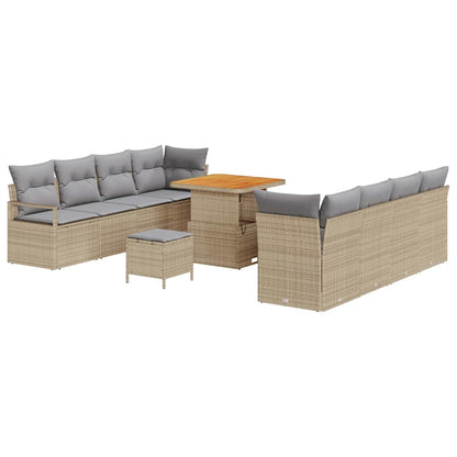 Loungebank – Loungeset – Tuinbank – Buitenbank – 6-8 Zits – Hoogwaardig Poly Rattan – Weerbestendige Kussens Lichtgrijs