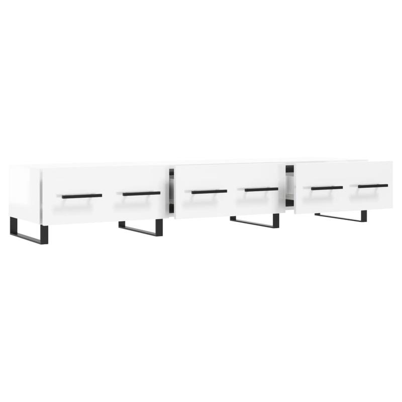 Modern TV Stand with Built-in Media Console - Heavy-Duty TV Cabinet, Space-Saving Wall-Mounted Entertainment Center, White Glossy