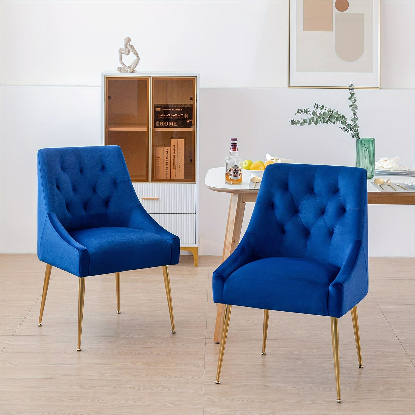 Eetkamerstoel – Stoel – Keukenstoel – Dinerstoel – Kuipstoel – Fluwelen Bekleding – Goud Metalen Frame