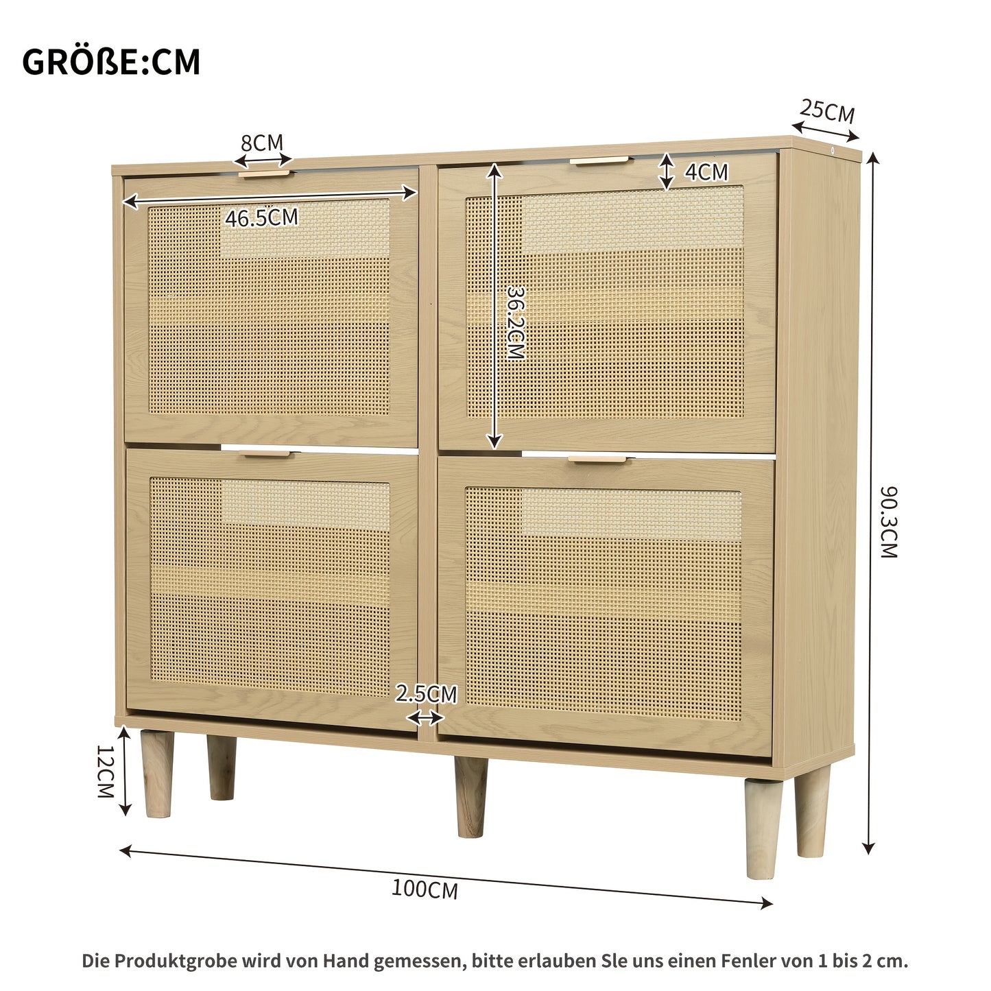 Schoenenkast – Schoenenrek – Schoenenopberger – Schoenenbank – Meubel – 4 Lades – Ruimtebesparend Ontwerp – Hardhouten Constructie – Beige Afwerking – Lichtgewicht & Stevig