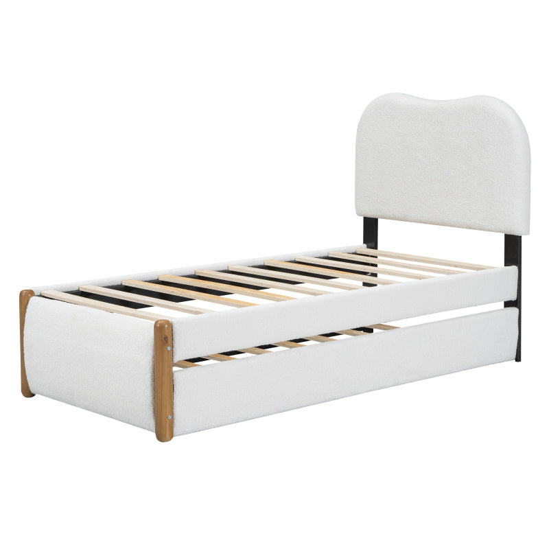 Tweepersoonsbed – 2-persoonsbed – Bedframe – Slaapbed – Logeerbed – 140x200 cm – Donkergrijs Chenille – Geborsteld Eucalyptus Hout – Stabiel Metalen Frame – Quiltpatroon – Eenvoudige Montage