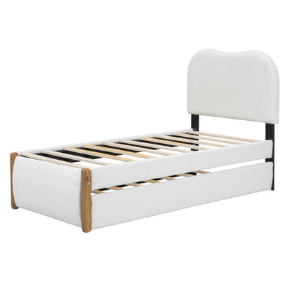 Tweepersoonsbed – 2-persoonsbed – Bedframe – Slaapbed – Logeerbed – 140x200 cm – Donkergrijs Chenille – Geborsteld Eucalyptus Hout – Stabiel Metalen Frame – Quiltpatroon – Eenvoudige Montage