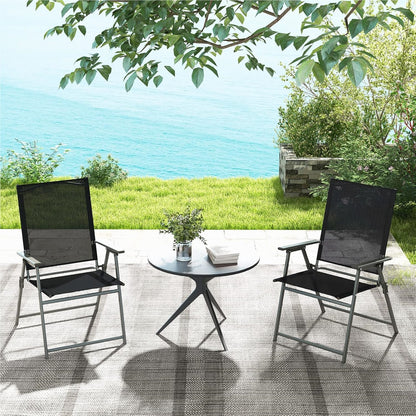Tuinstoelen – Balkonstoelen – Terrasstoelen – Klapstoelen – Loungestoelen – Weerbestendig Stof – Maximaal 150 kg Draaggewicht – Set van 4 Zwarte Stoelen