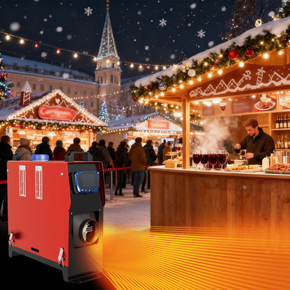 12V Diesel Luchtverwarmer – Diesel Air Heater – Dieselverwarming – Parkeerverwarmer – Camper Heater – 8 kW Vermogen – LCD Afstandsbediening Rood