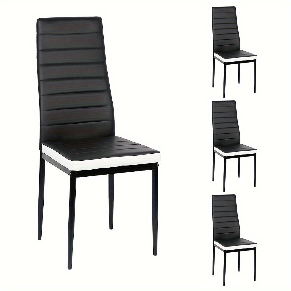 Eetkamerstoel – Stoel – Kuipstoel – Keukenstoel – Eetkamerstoelen – Set Van 8 – Kunstleer Bekleding – Metalen Poten – Hoge Rugleuning – Zithoogte 45 cm