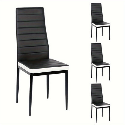 Eetkamerstoel – Stoel – Kuipstoel – Keukenstoel – Eetkamerstoelen – Set Van 8 – Kunstleer Bekleding – Metalen Poten – Hoge Rugleuning – Zithoogte 45 cm