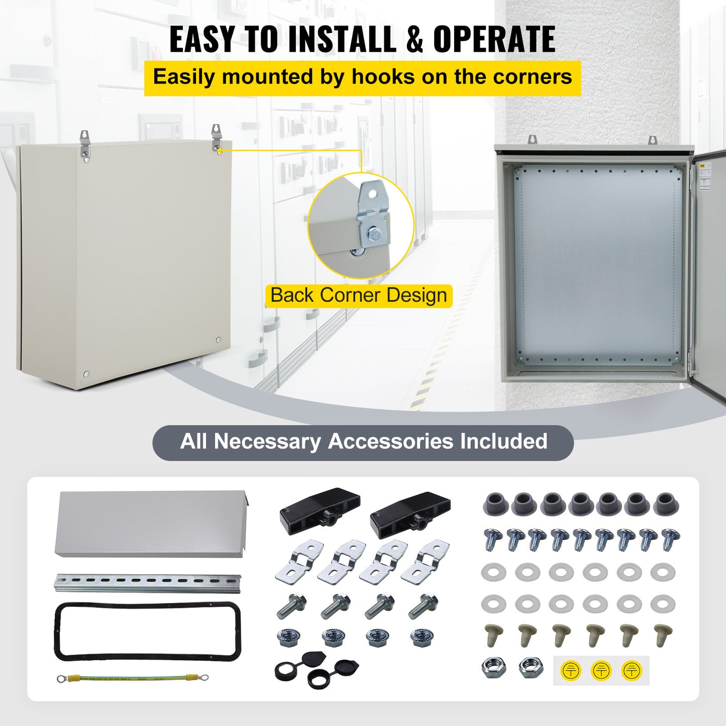 Elektrakast – Elektrische Behuizing – Stalen Kast – Groepenkast – Buitenbehuizing – IP65 Waterdicht – Koudgewalst Koolstofstaal 61x61x20 cm