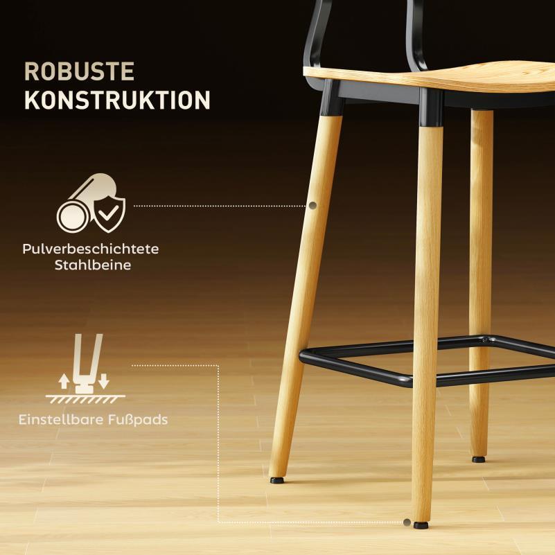 Barstoel – Barkruk – Barstoel Kruk – Keukenstoel – Bistrostoel – Verstelbare Zithoogte – Stevige Stalen Poten Met Rug- en Voetensteun