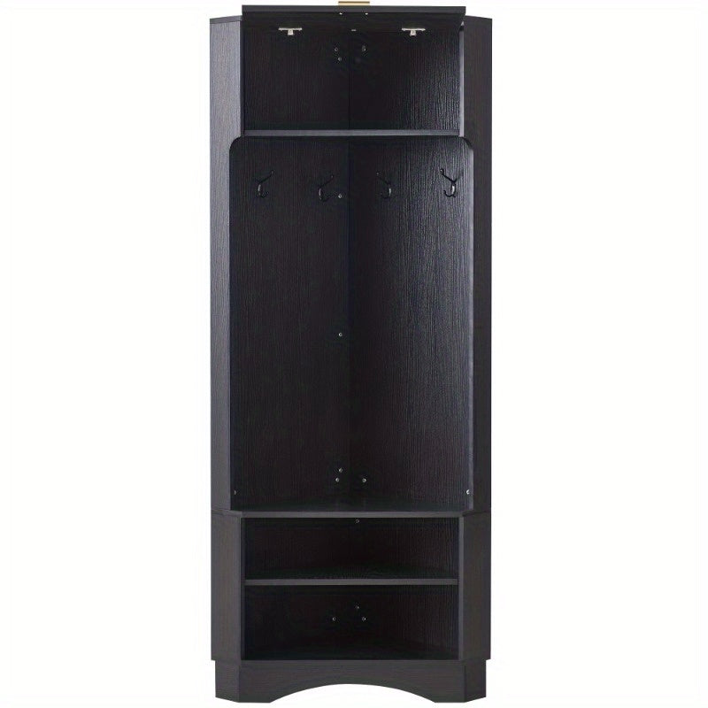 Kapstok – Wandkapstok – Garderobe – Jassenrek – Kapstok met Haken – Inclusief 4 Haken – Vouwbaar – Zwart Metaal – Ruimtebesparend – 53x53x180 cm