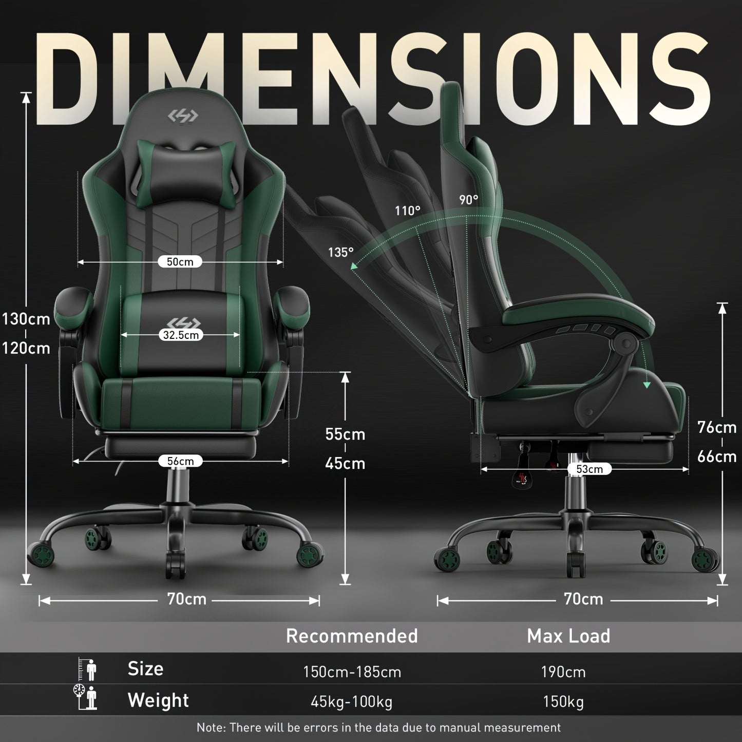 Ergonomische Gamingstoel – Bureaustoel – Gamestoel – Computerstoel – Stoel voor Volwassenen – Massagefunctie Lendensteun – Verstelbare Hoogte en Rugleuning – Memory Foam – 130 kg Draagvermogen – Wit/Rood