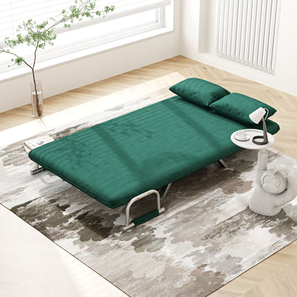 2-Zits Slaapbank – Bankbed – Slaapbankje – Slaapbank Mini – Bedbank – Verstelbare Rugleuning – Suède Look Afneembare Bekleding Groen