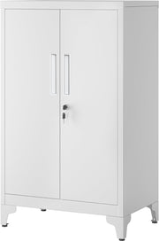 Dossierkast - multifunctionele kast - kantoorkast met 2 deuren - kast afsluitbaar - opbergkast van staal - voor werkkamer - woonkamer - 40D x 60B x 90H cm - wit