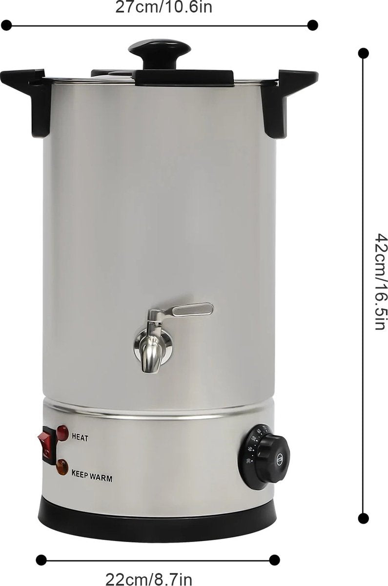 Elektrische Wassmelter – 10L - Instelbare Temperatuur 30-110°C – Roestvrijstalen Smeltkroes voor Kaarsen Maken – Wax Smeltpan – Verwarmingspot – DIY Kaarsenproductie