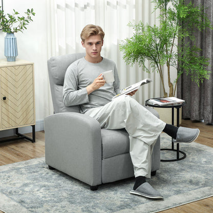 Relaxfauteuil – Lounge Chair – Verstelbare Fauteuil – Relaxstoel – Zitfauteuil – Lichtgrijs – Handmatig Kantelbaar Tot 135° – Uitschuifbare Voetensteun