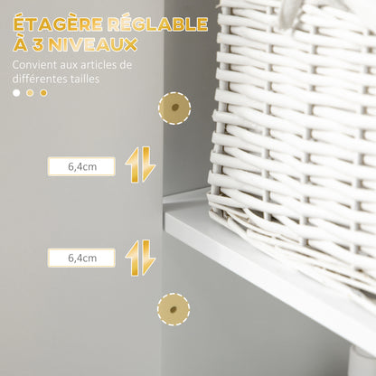 Badkamerkolom – Badkamerkast – Opbergmeubel – Badkamerkastje – Sanitairopberger – Wit met Gouden Accenten – Compact 30x30x170 cm – Waterbestendig MDF