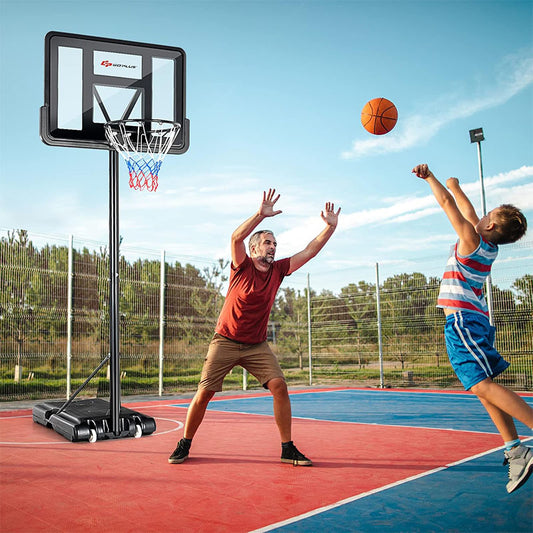 Basketbalpaal – Basketbalstandaard – Basketbalring – Verstelbare Basket – Mobiele Basketbalpaal – Hoogte Verstelbaar 1,3-3,05m – Breukbestendig Achterbord Met Wielen