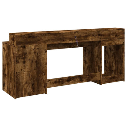 Bureau – Tafel – Werkplek – Schrijftafel – Computerbureau – Zwarte Eik – RGB LED Verlichting – Ruime Opbergruimte 200x55x91 cm