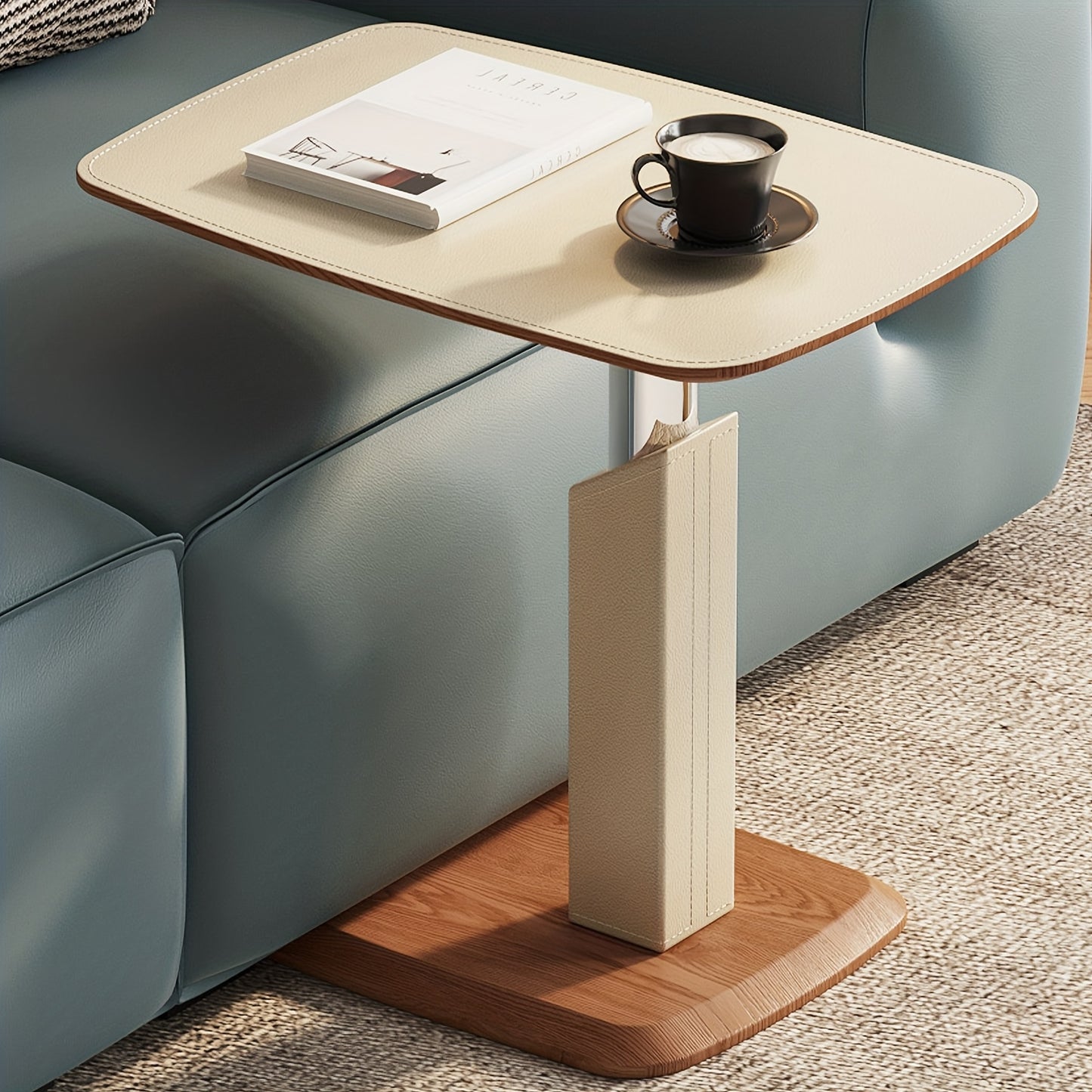 Bijzettafel – Sidetable – Nachtkastje – Banktafel – Laptoptafel – Verstelbare Hoogte 68,5 cm – 360° Draaibaar Tafelblad