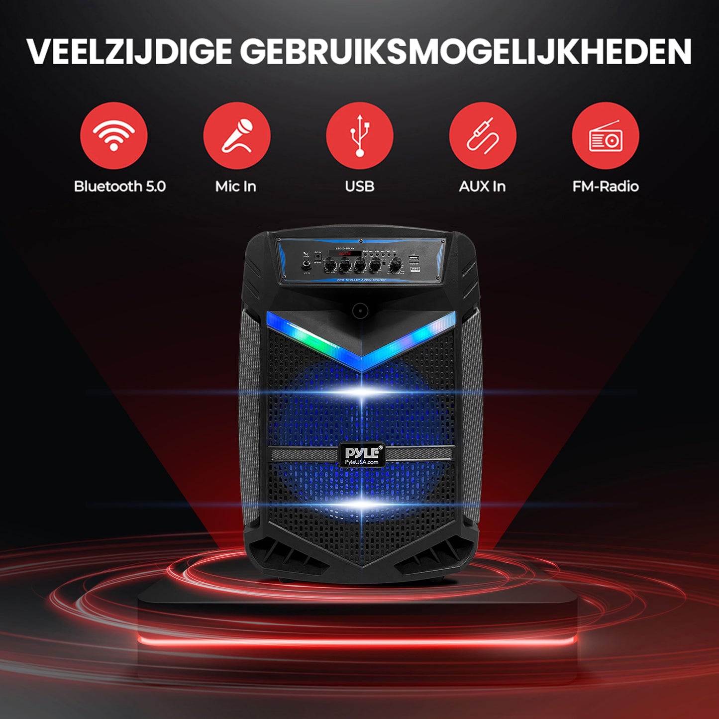 Bluetooth Party Speaker – Draadloze Speaker – Feest Speaker – Karaoke Speaker – Draagbare Speaker – 12 Inch Subwoofer – Inclusief Microfoon