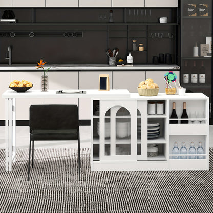 Uitschuifbare Bar-/Keukentafel – Bartafel – Keukentafel – Eettafel – Draaibare Tafel – Zwart – 360° Draaibare Basis – Bamboe & Glas Opbergruimte