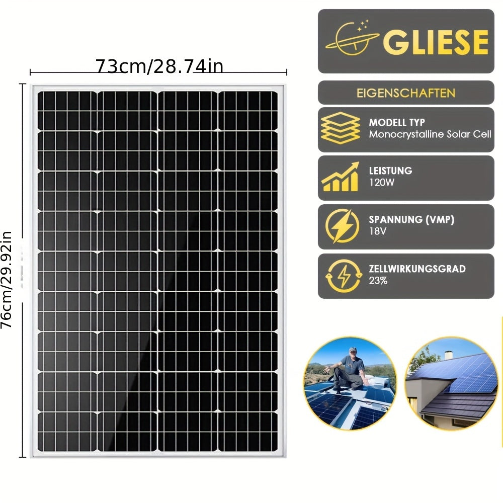 120W Zonnepaneel – Solar Paneel – Zonnecel – Off-Grid Paneel – Monokristallijn – Hoog Rendement – Weerbestendig Design