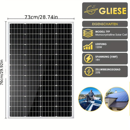 120W Zonnepaneel – Solar Paneel – Zonnecel – Off-Grid Paneel – Monokristallijn – Hoog Rendement – Weerbestendig Design