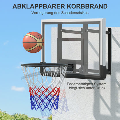 Basketbalkorf – Basketbalring – Basketbalkorf Wandmontage – Basketbalset – Basketbalring Veersysteem – Zwart – Breekbestendig Achterbord – Veerbelaste Basketbalring