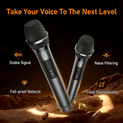 Karaokemachine – Draagbare Speaker – Bluetooth Karaoke Set – Karaoke Luidspreker – Draadloze Microfoons – 3D Surround Geluid – Dynamische LED Verlichting