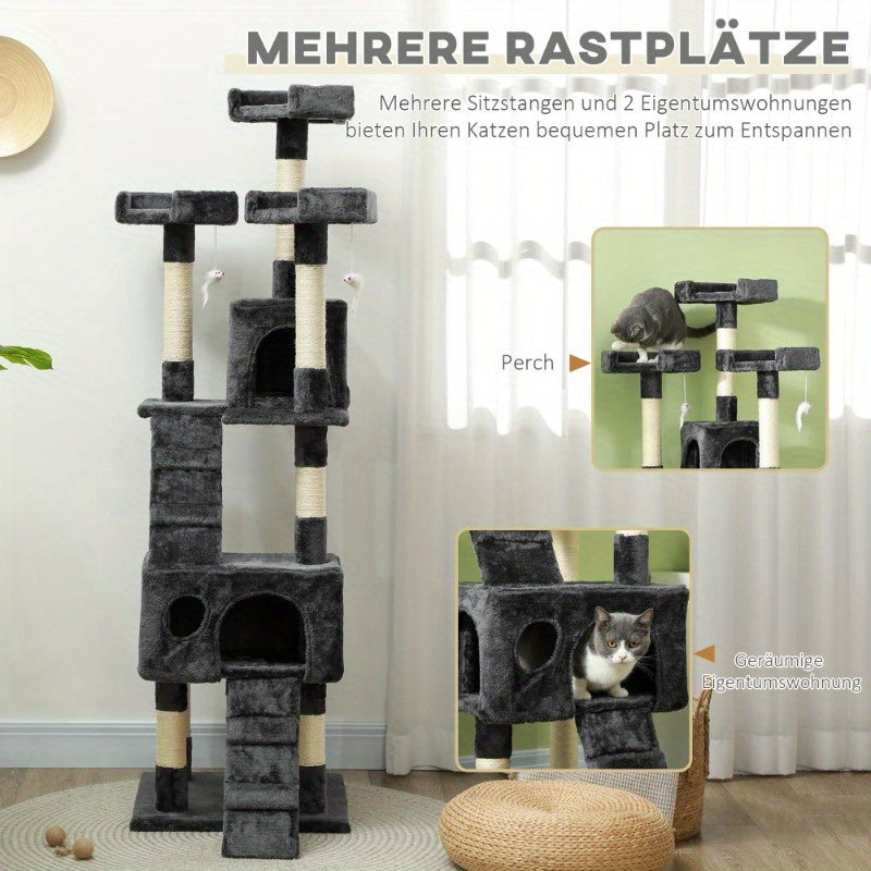 Katentoren XXL – Krabpaal – Kattenhuis – Klimmeubel – Katmeubel – Extra Groot 50x50x170 cm – Stevige Constructie & Ruimtelijk Design