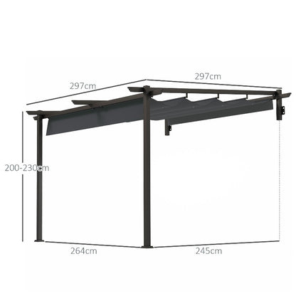 Pergola – Tuinpaviljoen – Terrasoverkapping – Prieel – Overkapping – Verstelbare Zonwering 3 Standen – Stevig Aluminium 3x3m Donkergrijs