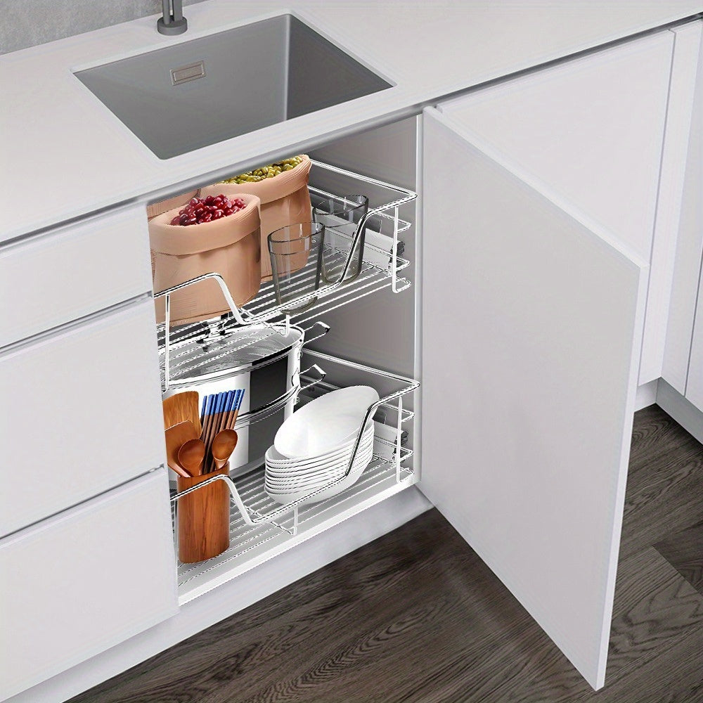 Ladeverdelersysteem – Lade Organizer – Uittrekbare Lade – Kast Organizer – Opbergmand – Verstelbare Hoogte 39/49 cm – Stevig Metaal Met Wit Coating