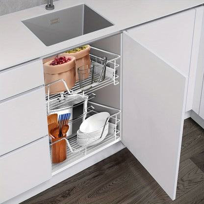 Ladeverdelersysteem – Lade Organizer – Uittrekbare Lade – Kast Organizer – Opbergmand – Verstelbare Hoogte 39/49 cm – Stevig Metaal Met Wit Coating