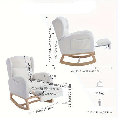 Fauteuil – Relaxstoel – Loungestoel – Accentstoel – Relaxfauteuil – Wit – Katoenen Bekleding – Handmatig Verstelbare Rugleuning – Stevige Basis Voor Harde Vloeren