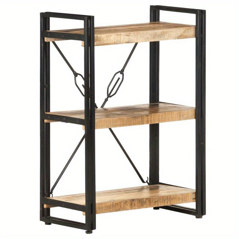Bookshelf with 3 Shelves Measuring 60X30X80 Cm Made of Solid Mango Wood. Vertical Boards, Sturdy And Durable, Attractive, Ample Storage Space, Smooth Surface, Moisture-Resistant, Warp-Resistant, And Split-Resistant, Suitable