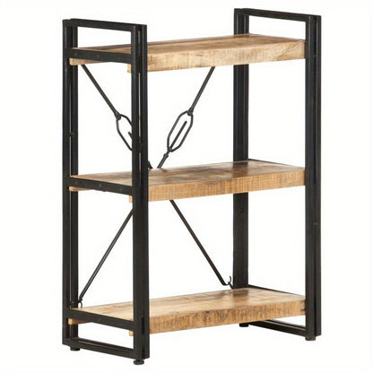 Bookshelf with 3 Shelves Measuring 60X30X80 Cm Made of Solid Mango Wood. Vertical Boards, Sturdy And Durable, Attractive, Ample Storage Space, Smooth Surface, Moisture-Resistant, Warp-Resistant, And Split-Resistant, Suitable
