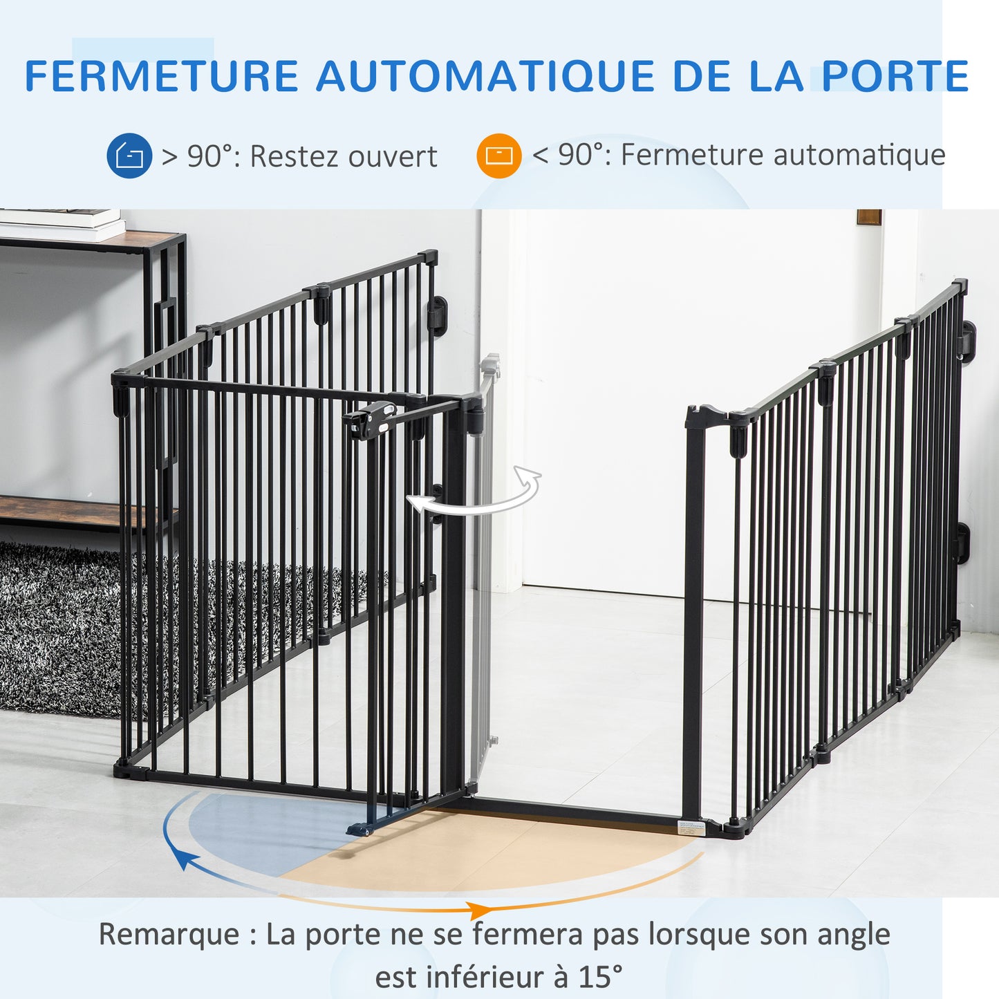 Hondenren – Puppyren – Veiligheidsbarrière – Dierenren – Hondenhek – Opvouwbaar – Verstelbaar – Met Deur – 482,5 x 76 cm – Geen Boren Nodig
