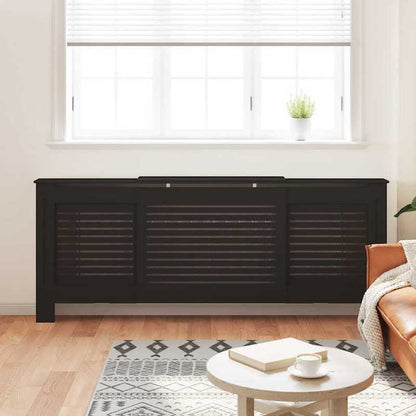Radiatorombouw – Radiatoromkasting – Radiatorbekleding – Verwarmingsombouw – Ombouw Verwarming – Zwart Hout – 205 cm Hoog – Inclusief Extra Plankjes